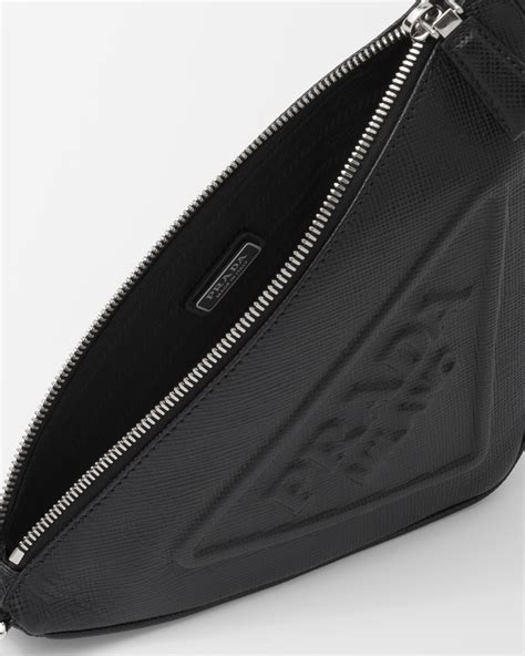 prada triangle logo pouch|Prada leather triangle.